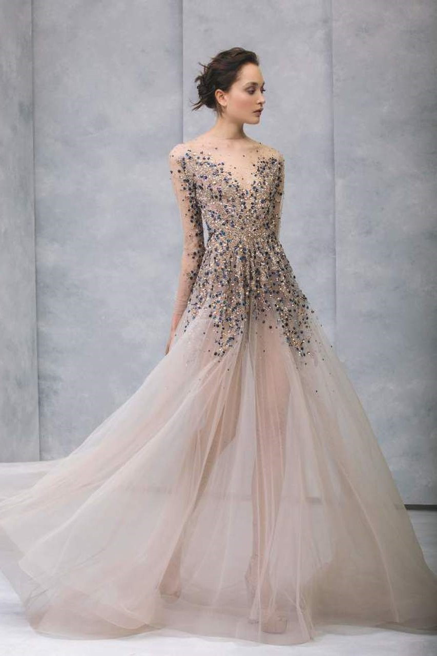 Tony Ward Illusion Crystal Bodice Long ...